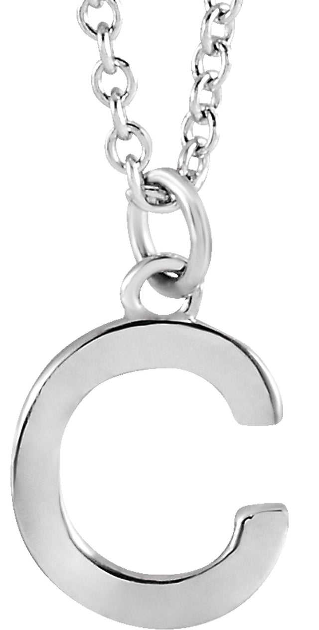 14K White Gold Initial C Dangle 16" Necklace
