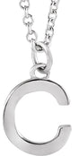 14K White Gold Initial C Dangle 16" Necklace