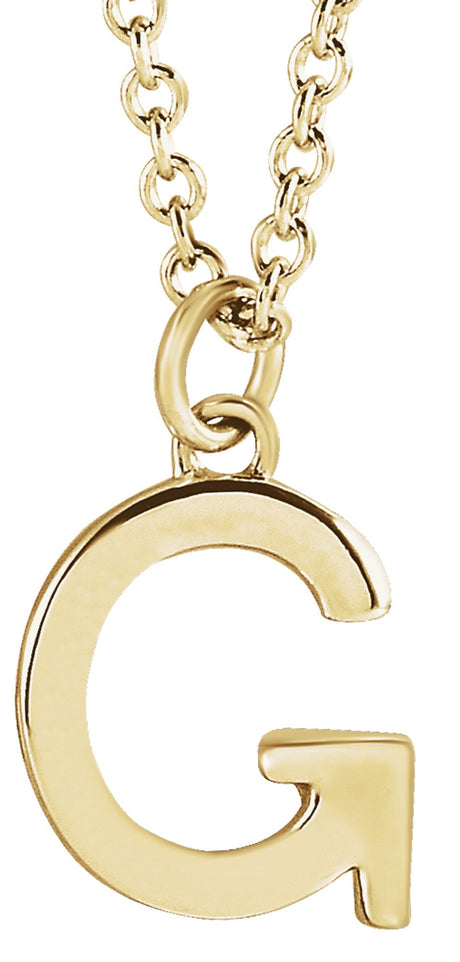 14K Yellow Gold Initial G Dangle 18" Necklace