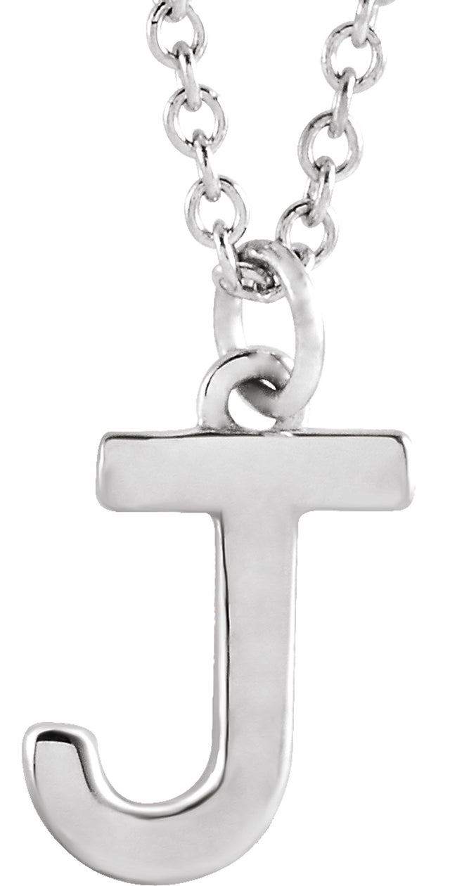 Sterling Silver Initial J Dangle 16" Necklace