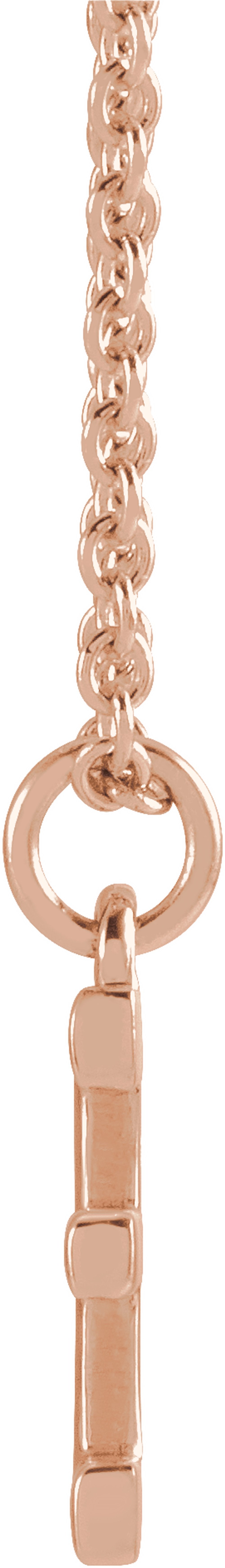 14K Rose Initial E Dangle 18" Necklace