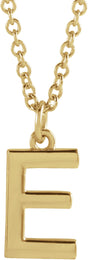 14K Yellow Gold Initial E Dangle 18" Necklace