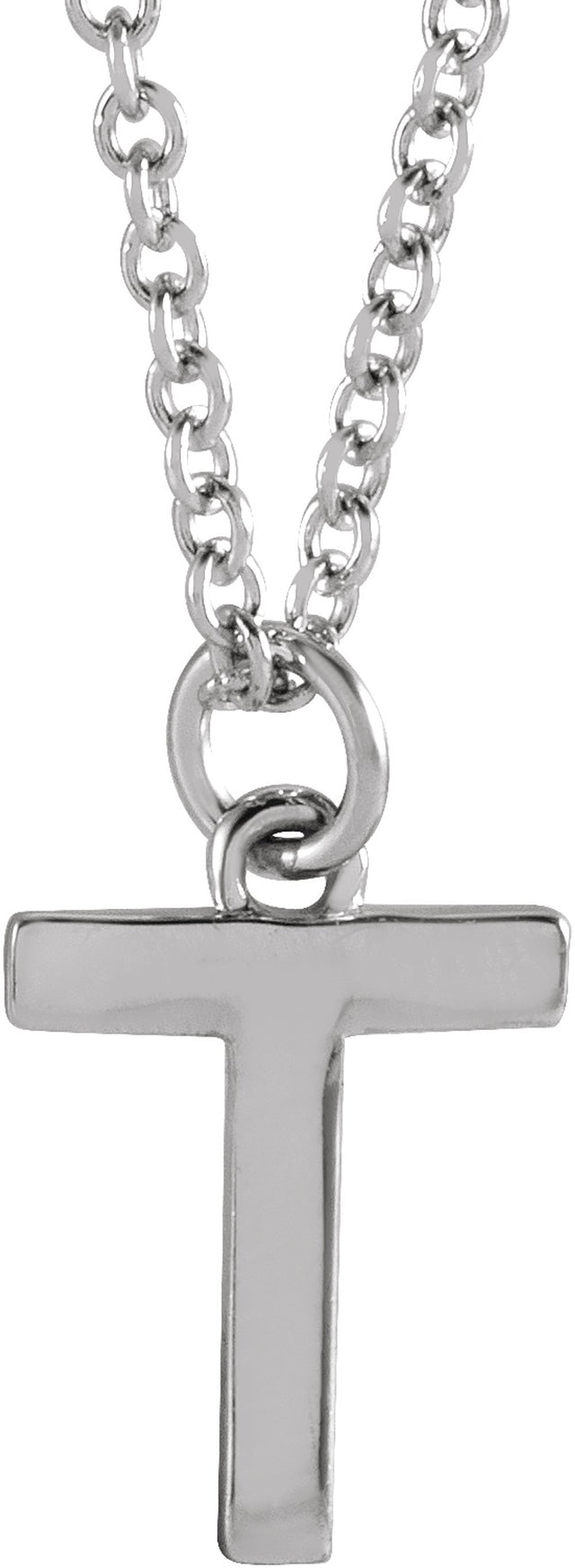 14K White Gold Initial T Dangle 16" Necklace