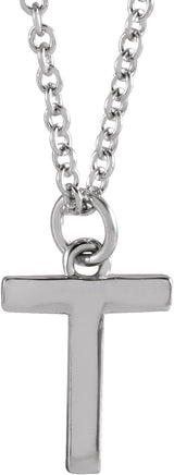 14K White Gold Initial T Dangle 16" Necklace