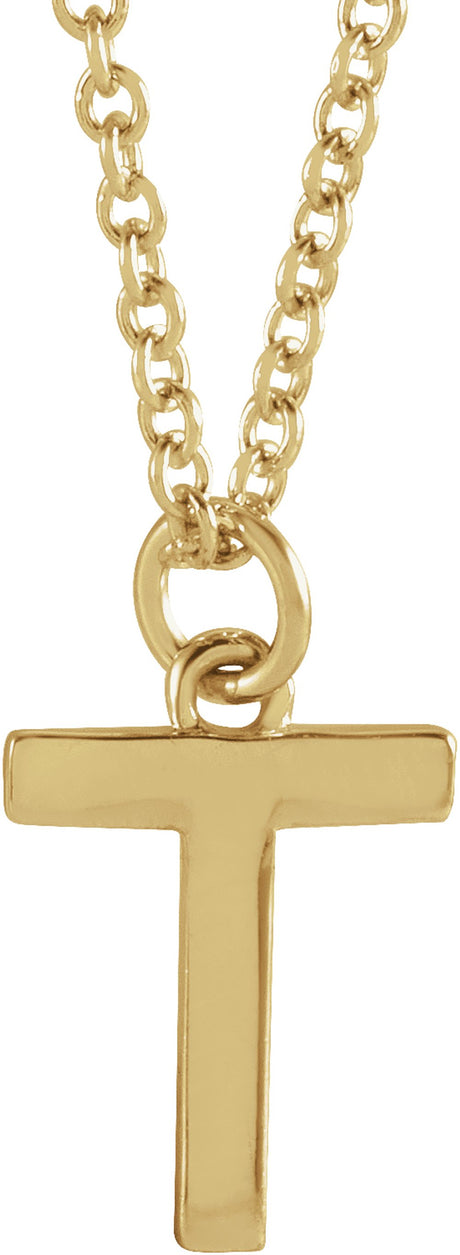 14K Yellow Gold Initial T Dangle 18" Necklace