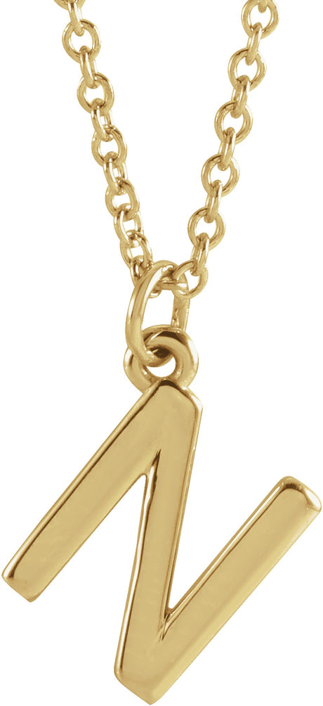 14K Yellow Initial N Dangle 16" Necklace