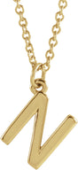 14K Yellow Gold Initial N Dangle 18" Necklace