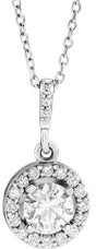 14K White Gold 5/8 CTW Natural Diamond Halo-Style 18" Necklace