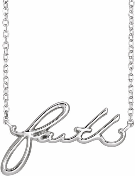 14K White Faith 18" Necklace