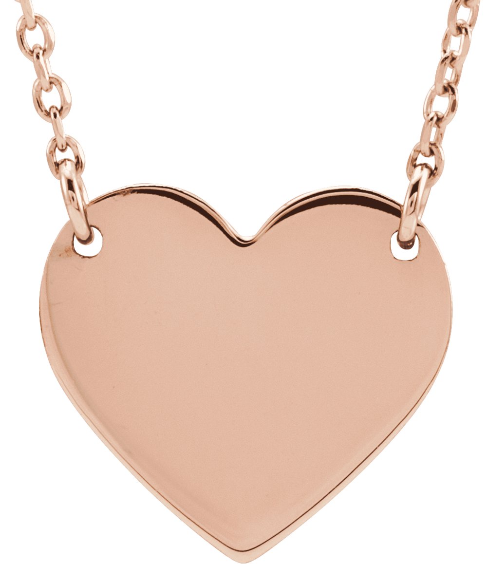 18K Rose Gold-Plated Sterling Silver Engravable Heart 16-18" Necklace