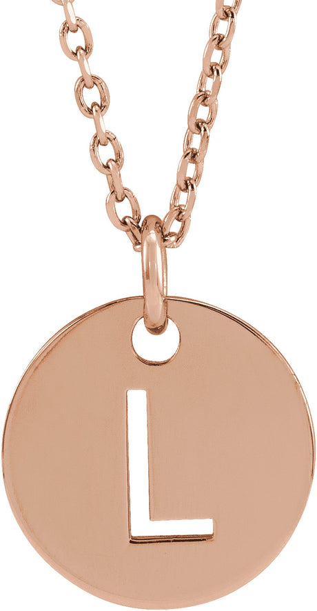 14K Rose Initial L 16-18" Necklace