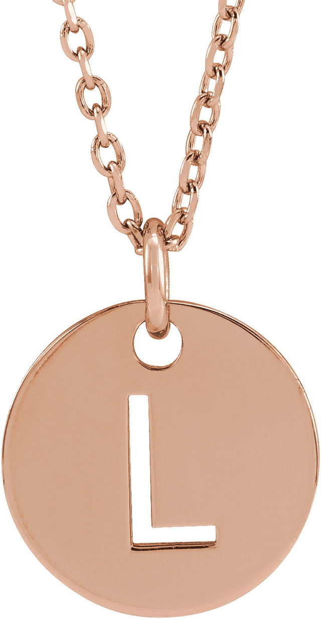 14K Rose Initial L 16-18" Necklace
