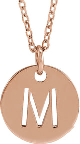 14K Rose Initial M 16-18" Necklace