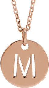 14K Rose Gold Initial M 16-18" Necklace