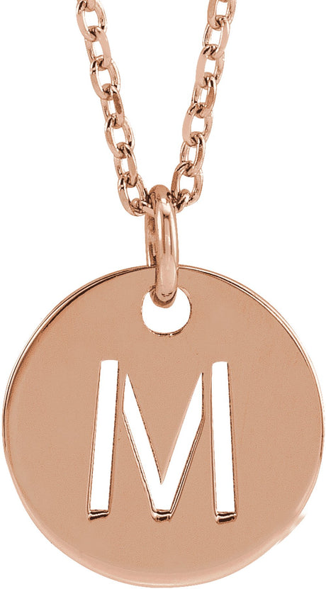 14K Rose Gold Initial M 16-18" Necklace