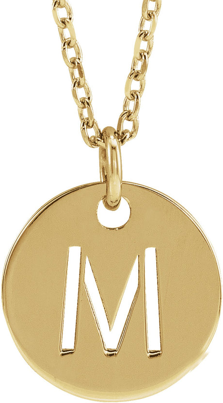 14K Yellow Gold Initial M 16-18" Necklace
