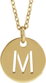 14K Yellow Gold Initial M 16-18" Necklace