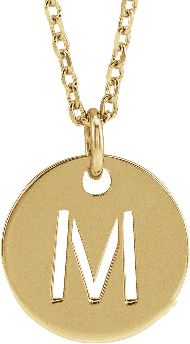 14K Yellow Gold Initial M 16-18" Necklace