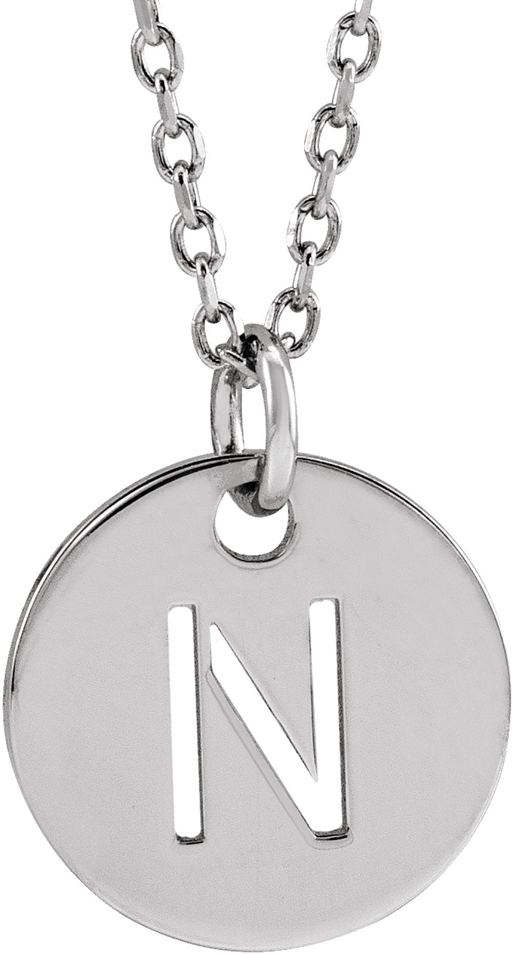 Sterling Silver Initial N 16-18" Necklace