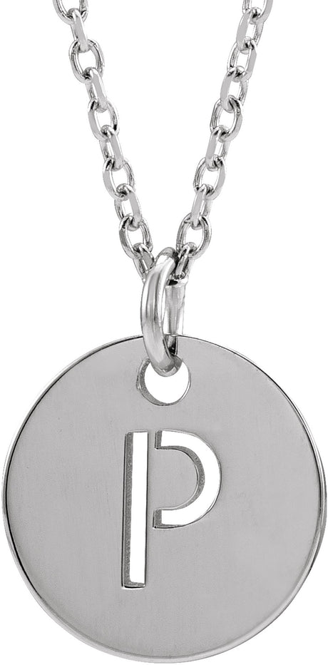 Sterling Silver Initial P 16-18" Necklace