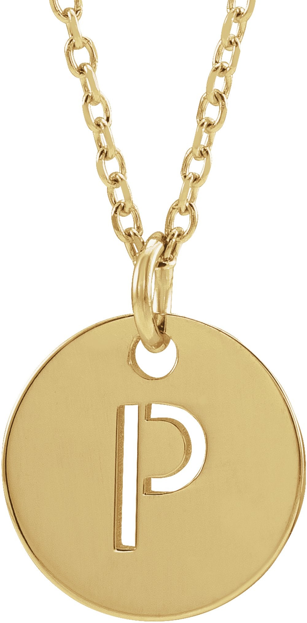 18K Yellow Gold-Plated Sterling Silver Initial P 16-18" Necklace