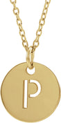 18K Yellow Gold-Plated Sterling Silver Initial P 16-18" Necklace