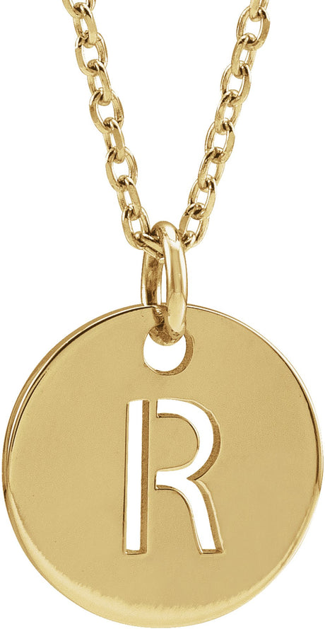 14K Yellow Gold Initial R 16-18" Necklace