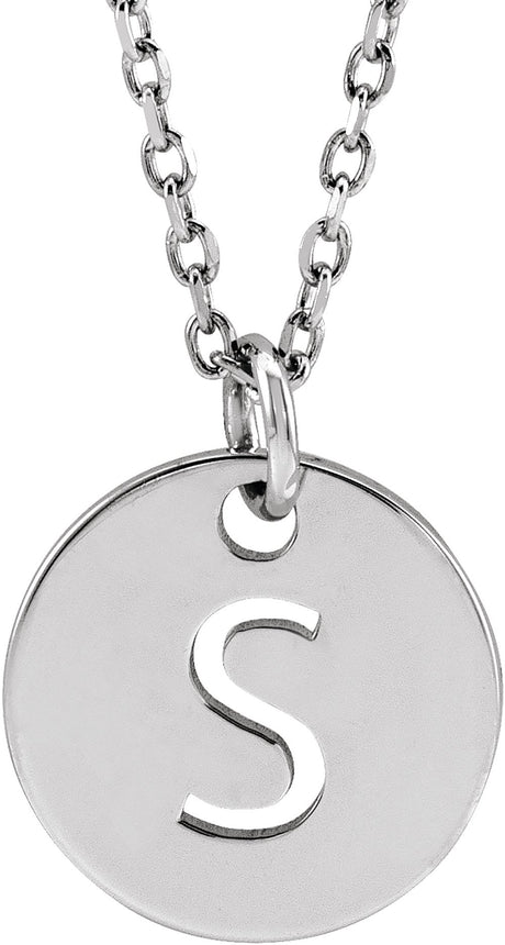 14K White Initial S 16-18" Necklace