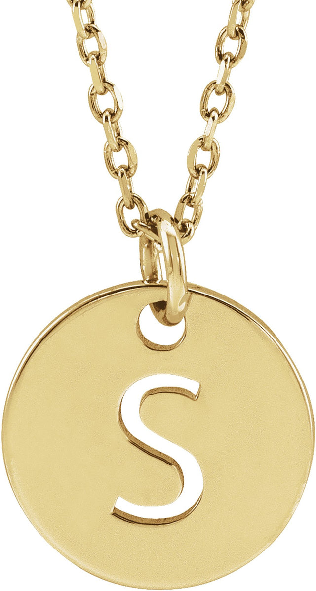 14K Yellow Gold Initial S 16-18" Necklace
