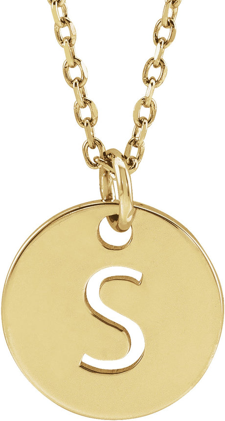 14K Yellow Gold Initial S 16-18" Necklace