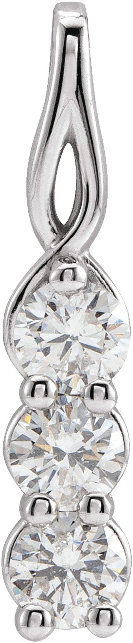 14K White 1/3 CTW Lab-Grown Diamond Three-Stone Pendant