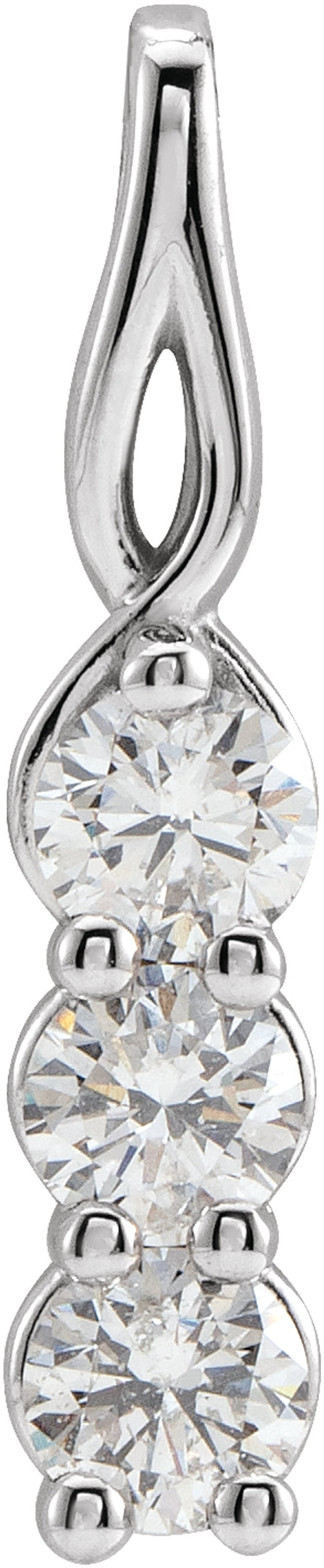 14K White Gold 1/3 CTW Lab-Grown Diamond Three-Stone Pendant