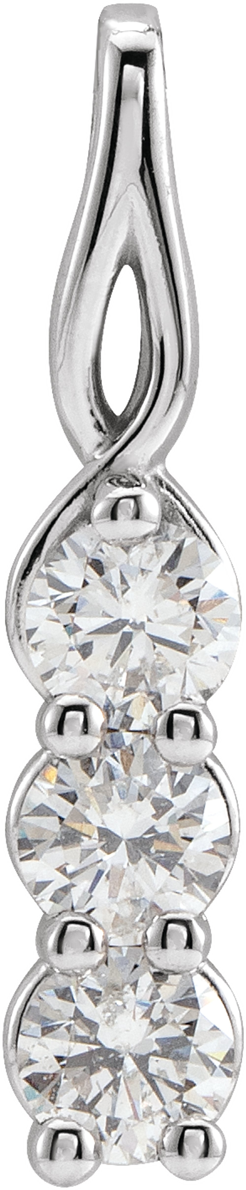 14K White Gold 1/2 CTW Natural Diamond Three-Stone Pendant