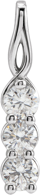 14K White Gold 1/2 CTW Natural Diamond Three-Stone Pendant