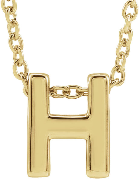 14K Yellow Initial H Slide Pendant 16-18" Necklace 