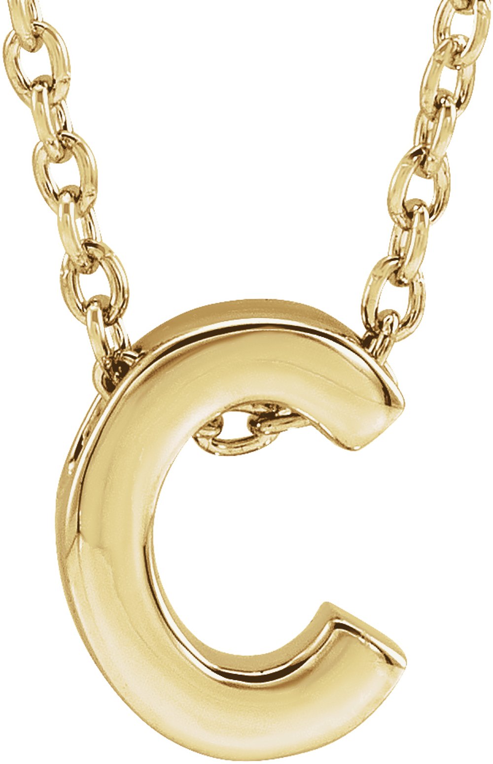 14K Yellow Gold Initial C 16-18" Necklace
