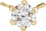 14K Yellow Gold 1/4 CT Lab-Grown Diamond 6-Prong Claw Necklace Center