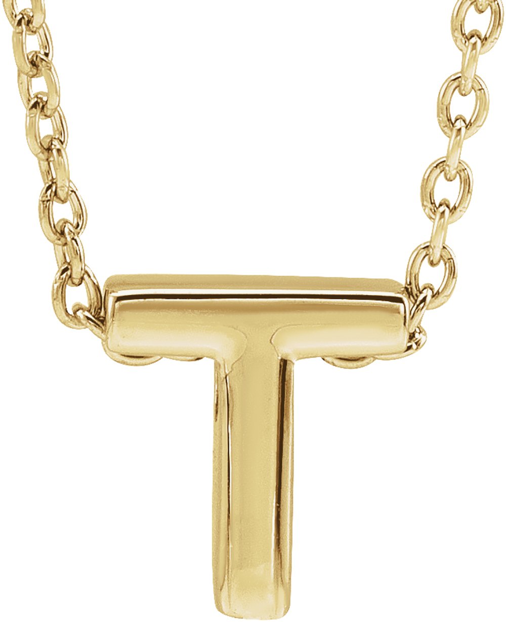 14K Yellow Gold Initial T 16-18" Necklace