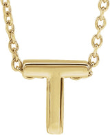 14K Yellow Gold Initial T 16-18" Necklace