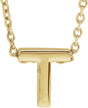 14K Yellow Gold Initial T 16-18" Necklace