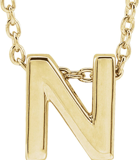 14K Yellow Gold Initial N 16-18" Necklace