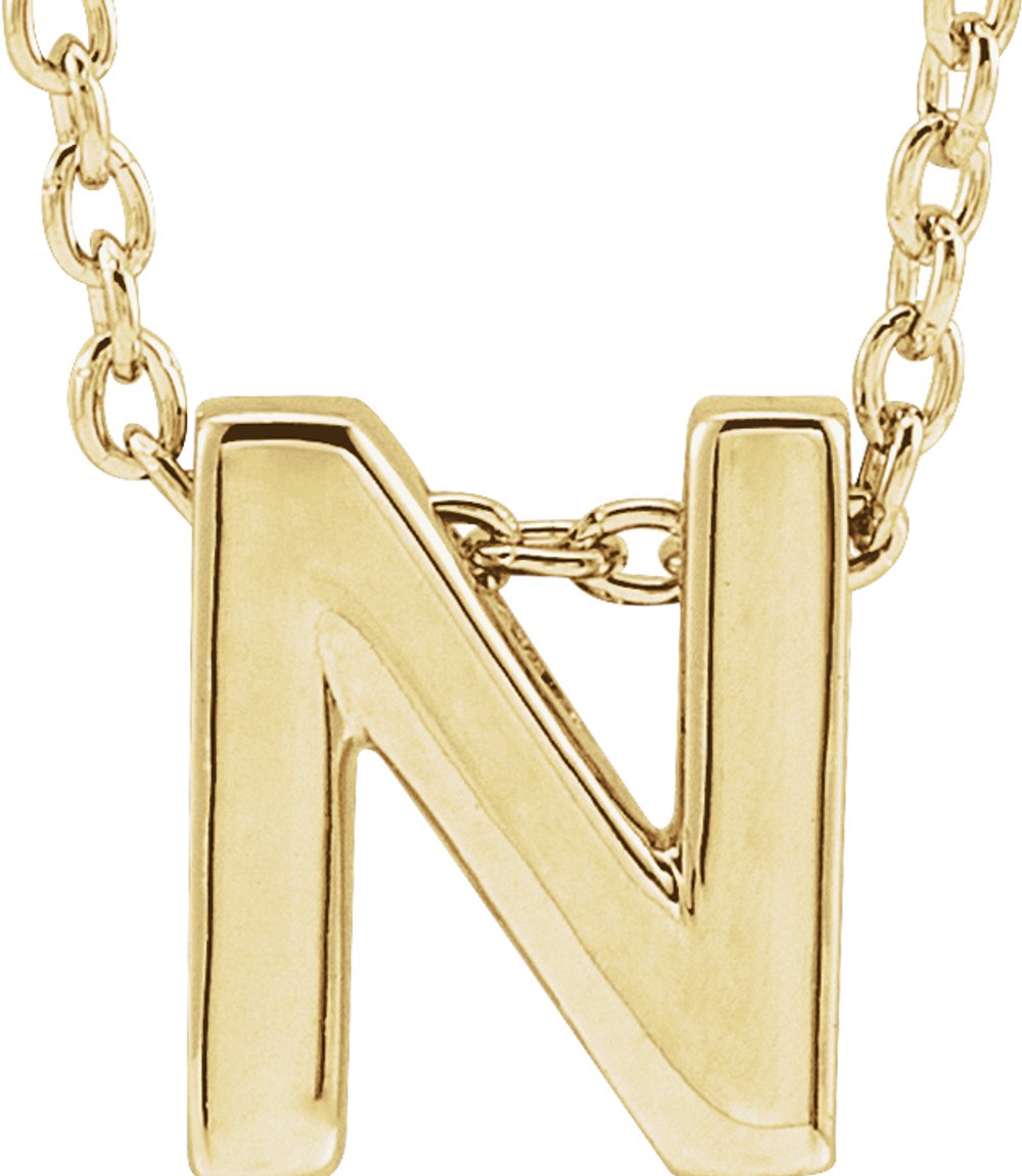 14K Yellow Gold Initial N 16-18" Necklace