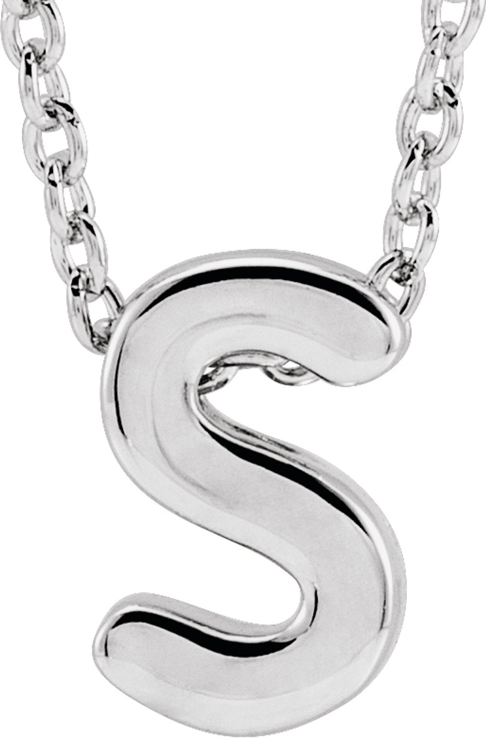 14K White Gold Initial S 16-18" Necklace
