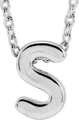 14K White Gold Initial S 16-18" Necklace