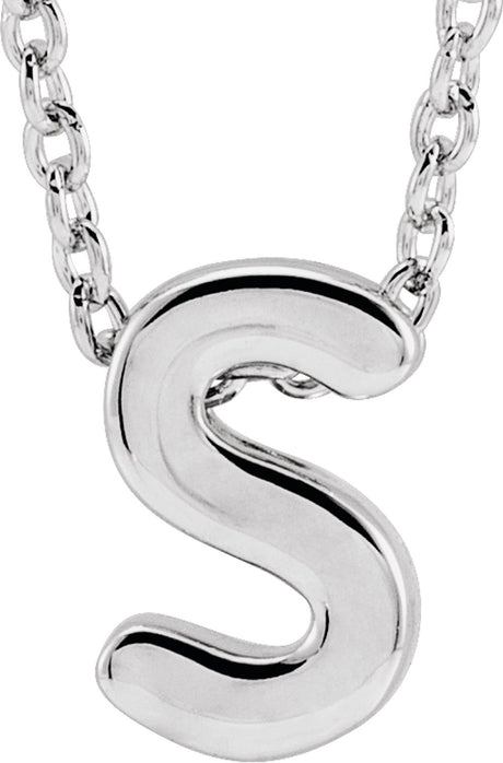 14K White Gold Initial S 16-18" Necklace