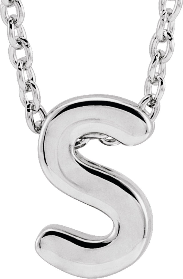 14K White Gold Initial S 16-18" Necklace