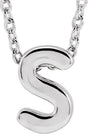 14K White Gold Initial S 16-18" Necklace