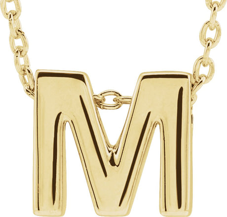 14K Yellow Gold Initial M 16-18" Necklace