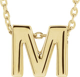 14K Yellow Gold Initial M 16-18" Necklace