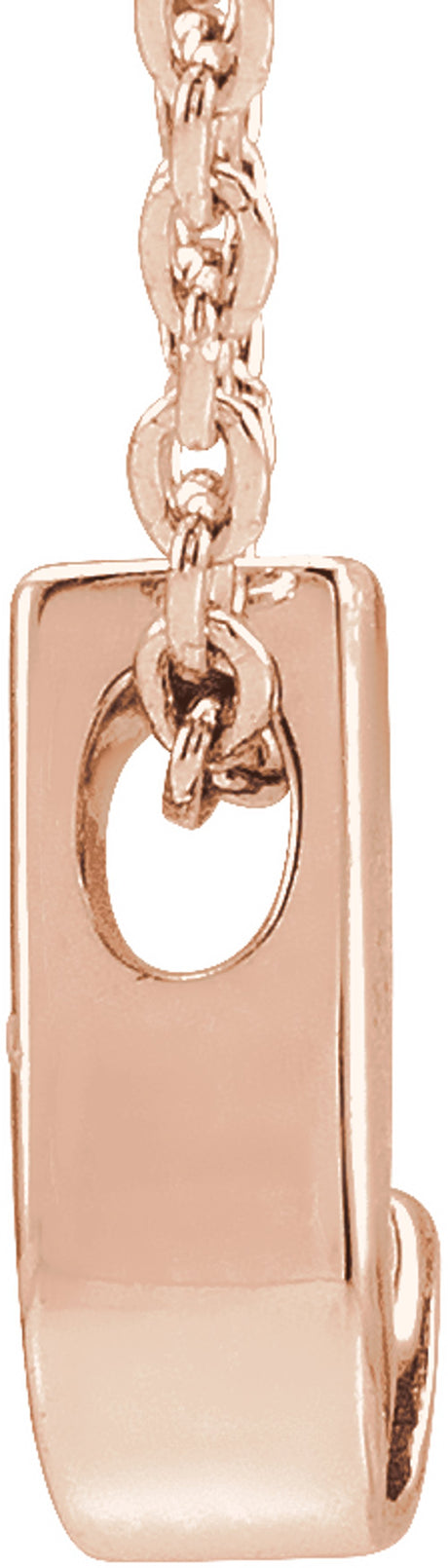 14K Rose Initial J Slide Pendant 16-18" Necklace